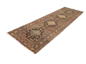 Semi Antique Dark Brown Tribal 4X13 Meshkin Persian Runner Rug