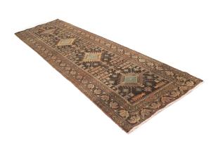 Semi Antique Dark Brown Tribal 4X13 Meshkin Persian Runner Rug