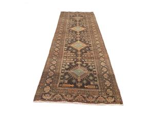Semi Antique Dark Brown Tribal 4X13 Meshkin Persian Runner Rug