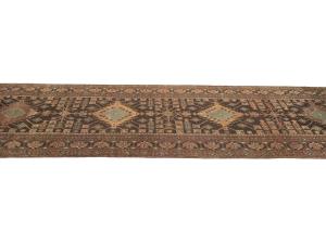 Semi Antique Dark Brown Tribal 4X13 Meshkin Persian Runner Rug