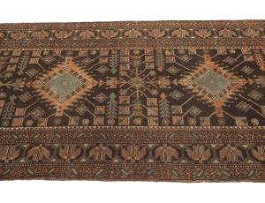 Semi Antique Dark Brown Tribal 4X13 Meshkin Persian Runner Rug