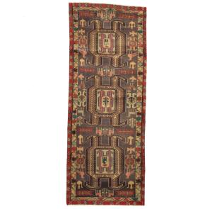Semi Antique Muted Colors Tribal 4X10 Meshkin Persian Runner Rug