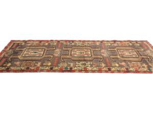 Semi Antique Muted Colors Tribal 4X10 Meshkin Persian Runner Rug