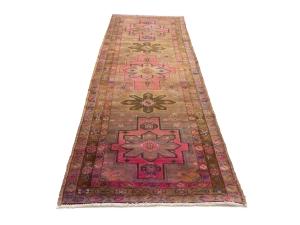 Semi Antique Muted Colors Geometric 3'8 X 10'11 Meshkin Persian Rug