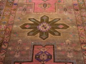 Semi Antique Muted Colors Geometric 3'8 X 10'11 Meshkin Persian Rug