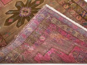 Semi Antique Muted Colors Geometric 3'8 X 10'11 Meshkin Persian Rug