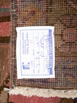 Semi Antique Muted Colors Geometric 3'8 X 10'11 Meshkin Persian Rug