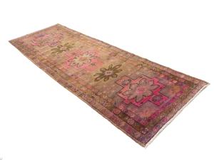 Semi Antique Muted Colors Geometric 3'8 X 10'11 Meshkin Persian Rug