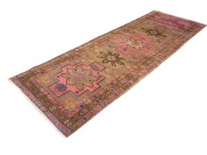 Semi Antique Muted Colors Geometric 3'8 X 10'11 Meshkin Persian Rug