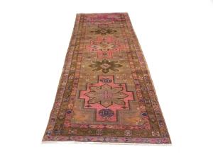 Semi Antique Muted Colors Geometric 3'8 X 10'11 Meshkin Persian Rug