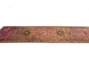 Semi Antique Muted Colors Geometric 3'8 X 10'11 Meshkin Persian Rug
