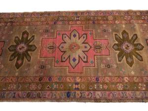 Semi Antique Muted Colors Geometric 3'8 X 10'11 Meshkin Persian Rug