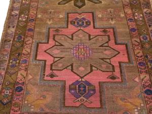 Semi Antique Muted Colors Geometric 3'8 X 10'11 Meshkin Persian Rug