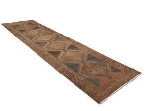 Semi Antique Muted Colors Tribal 4X14 Hamedan Persian Runner Rug