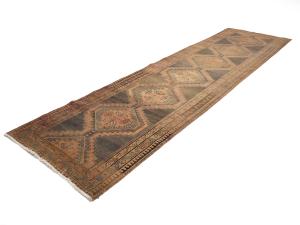 Semi Antique Muted Colors Tribal 4X14 Hamedan Persian Runner Rug