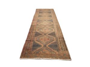 Semi Antique Muted Colors Tribal 4X14 Hamedan Persian Runner Rug