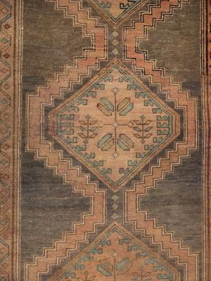 Semi Antique Muted Colors Tribal 4X14 Hamedan Persian Runner Rug