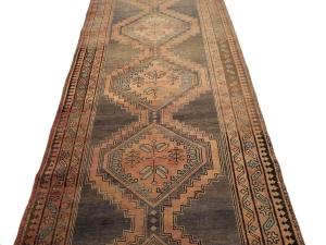 Semi Antique Muted Colors Tribal 4X14 Hamedan Persian Runner Rug