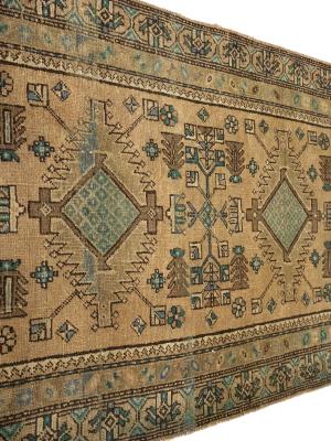 Semi Antique Muted Colors Tribal 3X14 Hamedan Persian Runner Rug