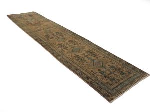 Semi Antique Muted Colors Tribal 3X14 Hamedan Persian Runner Rug
