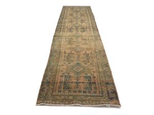 Semi Antique Muted Colors Tribal 3X14 Hamedan Persian Runner Rug