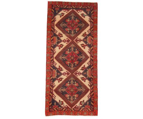 Semi Antique Cream Tribal 3x7 Hamedan Persian Runner Rug