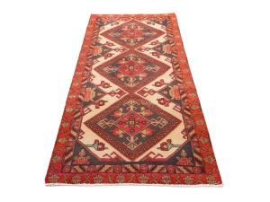 Semi Antique Cream Tribal 3x7 Hamedan Persian Runner Rug