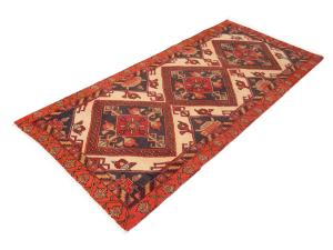 Semi Antique Cream Tribal 3x7 Hamedan Persian Runner Rug