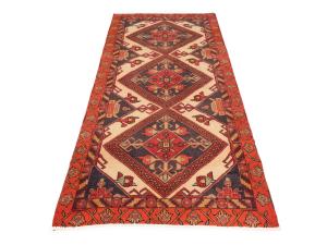 Semi Antique Cream Tribal 3x7 Hamedan Persian Runner Rug