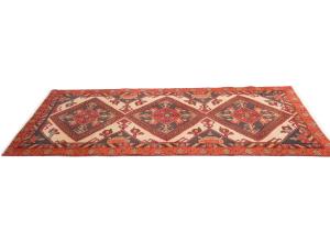 Semi Antique Cream Tribal 3x7 Hamedan Persian Runner Rug