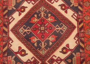 Semi Antique Cream Tribal 3x7 Hamedan Persian Runner Rug