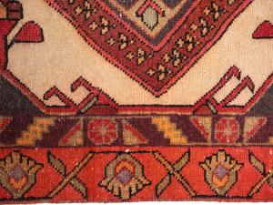 Semi Antique Cream Tribal 3x7 Hamedan Persian Runner Rug