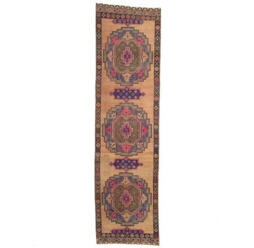 Semi Antique Muted Colors Tribal 3X10 Meshkin Persian Runner Rug