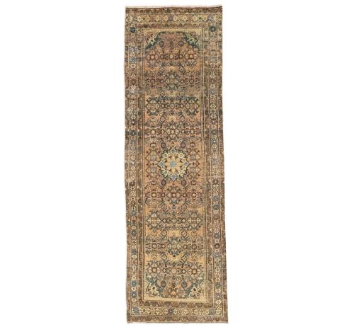 Semi Antique Muted Colors Tribal 3x9 Hamedan Persian Runner Rug
