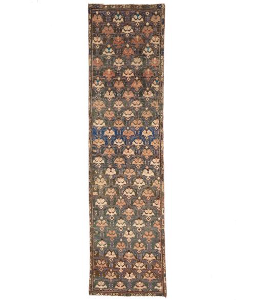 Semi Antique Brown Tribal 2x9 Hamedan Persian Runner Rug
