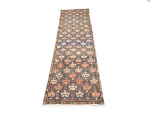 Semi Antique Brown Tribal 2x9 Hamedan Persian Runner Rug