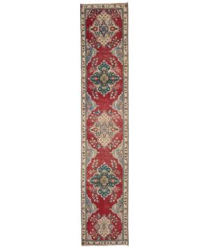 Vintage Red Traditional 2X12Tabriz Persian Runner Rug