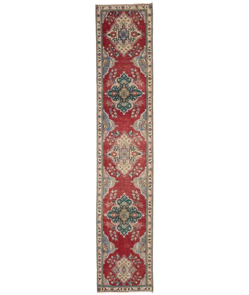 Vintage Red Traditional 2X12Tabriz Persian Runner Rug