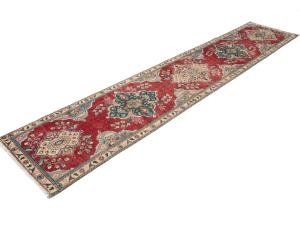Vintage Red Traditional 2X12Tabriz Persian Runner Rug