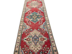 Vintage Red Traditional 2X12Tabriz Persian Runner Rug