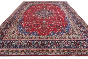 Vintage Red Traditional 10X13 Sabzevar Persian Rug