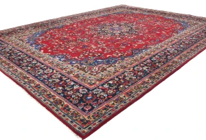 Vintage Red Traditional 10X13 Sabzevar Persian Rug