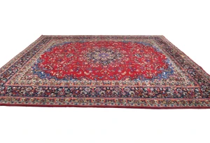 Vintage Red Traditional 10X13 Sabzevar Persian Rug