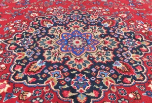 Vintage Red Traditional 10X13 Sabzevar Persian Rug