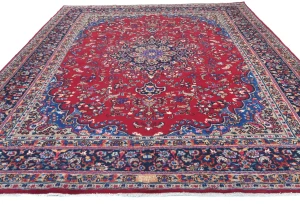 Vintage Red Traditional 10X13 Sabzevar Persian Rug