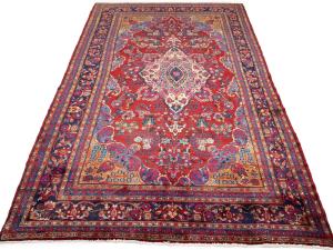Vintage Red Floral Traditional 6'8 x 12'6 Hamedan Persian Rug