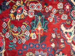 Vintage Red Floral Traditional 6'8 x 12'6 Hamedan Persian Rug
