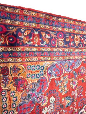 Vintage Red Floral Traditional 6'8 x 12'6 Hamedan Persian Rug