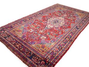 Vintage Red Floral Traditional 6'8 x 12'6 Hamedan Persian Rug