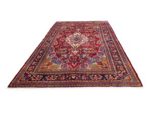 Vintage Red Floral Traditional 6'8 x 12'6 Hamedan Persian Rug